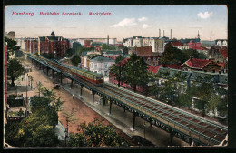 AK Hamburg-Barmbeck, Hochbahn Barmbek, Marktplatz  - Nord