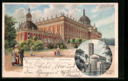 Lithographie Potsdam, Neues Palais, Friedenskirche  - Potsdam