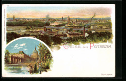 Lithographie Potsdam, Ortsansicht Von Oben, Ortspartie  - Potsdam