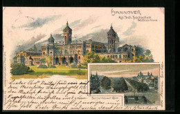 Lithographie Hannover, Technische Hochschule Und Welfenschloss, Herrenhäuser Allee  - Hannover