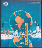 ARCTIC-ANTARCTIC, CHILE 1989 WORLD STAMP EXPO S/S, POLAR FAUNA** - Événements & Commémorations