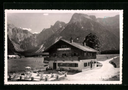 AK Grünau Im Almtal, Almsee, Gasthof Deutsches Haus Mit Terrasse Und Strasse  - Other & Unclassified