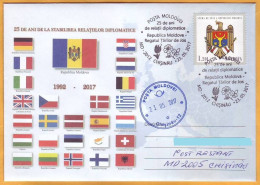 2017  Moldova Moldavie Moldau. Diplomatic Relations. Moldova Netherlands 25 Years. Special Cancellations. Envelopes. - Moldawien (Moldau)