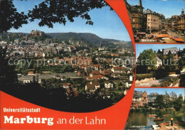 72415696 Marburg Lahn Stadtbild Mit Veste Marktplatz Schloss Lahnpartie Bootsanl - Marburg