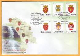 2017  Moldova FDC Emblems Of Settlements Of Moldova. Standard  Coats Of Arms Waterfall - Moldavië