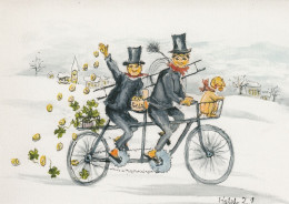 Chimney Sweep Driving A Bicycle Old Postcard Cycling - Wielrennen