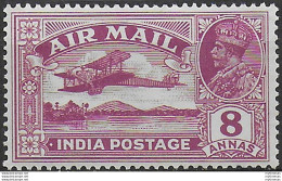 1929 India Air Mail 8a. Purple Missing Tree-top MNH SG N. 224a - Autres & Non Classés