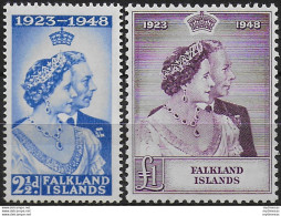 1948 Falkland Silver Wedding 2v. MNH SG N. 166/67 - Otros & Sin Clasificación