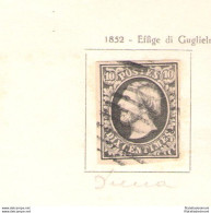 1852 LUSSEMBURGO -  N. 1 - 10 Cent Nero Grigio, USATO Sigla Alberto Diena - Otros & Sin Clasificación