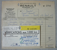 Ancienne Facture Renault Dauphine R 1090 Garage Burlet à Frasne & Kern à Pontarlier 1959 - Automobile