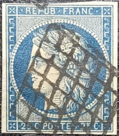 FRANCE Y&T N°4 Cérès 25c Bleu. Oblitéré Grille - 1849-1850 Ceres