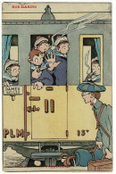 Carte Illustrée H Gervèse - Nos Marins - 30 - Au Poste D'Appareillage, Marins Dans Train PLM - Circ 1917 - Gervese, H.
