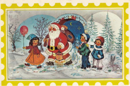 Santa Claus & Children Old Postcard 1970 - Santa Claus