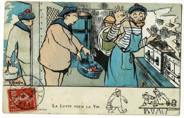 Carte Illustrée H Gervèse - La Lutte Pour La Vie (distribution Du Rata à La Cambuse) Circ 1909 - Gervese, H.