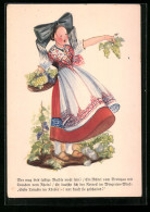 Künstler-AK Junge Maid In Schwarzwälder Tracht Mit Weinkorb  - Kostums