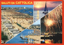 72414093 Cattolica Rimini Fliegeraufnahme Strand Feuerwerk   - Sonstige & Ohne Zuordnung