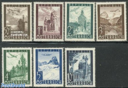 Austria 1947 Airmail Definitives 7v, Mint NH, Religion - Transport - Various - Churches, Temples, Mosques, Synagogues .. - Ongebruikt