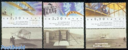 Israel 2003 Wright Brothers 3v, Mint NH, Transport - Aircraft & Aviation - Nuevos (con Tab)