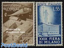 Italy 1951 Milano Fair 2v, Unused (hinged), Transport - Helicopters - Art - Modern Architecture - Other & Unclassified