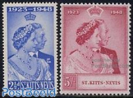 St Kitts/Nevis/Anguilla 1949 Silver Wedding 2v, Mint NH, History - Kings & Queens (Royalty) - Familles Royales