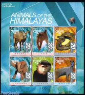 Bhutan 1999 Animals 6v M/s, Mint NH, Nature - Animals (others & Mixed) - Bhután