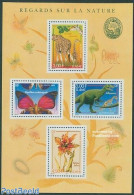 France 2000 Flora, Fauna S/s, Mint NH, Nature - Animals (others & Mixed) - Butterflies - Flowers & Plants - Giraffe - .. - Unused Stamps