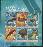 Bhutan 1999 Birds 6v M/s, Crested Lar, Mint NH, Nature - Birds - Birds Of Prey - Ducks - Bhutan