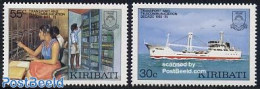 Kiribati 1987 Transport & Telecommunication 2v, Mint NH, Science - Transport - Telecommunication - Ships And Boats - Télécom