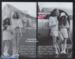 Gibraltar 1999 John Lennon, Yoko Ono 2 S/s, Mint NH, Performance Art - Transport - Music - Popular Music - Aircraft & .. - Music