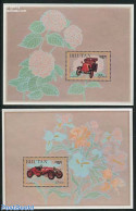 Bhutan 1984 Automobiles 2 S/s, Mint NH, Nature - Transport - Flowers & Plants - Automobiles - Voitures