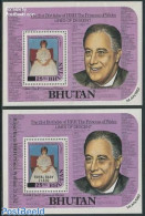 Bhutan 1985 Princess Diana, Overprinted 2 S/s, Mint NH, History - American Presidents - Charles & Diana - Kings & Quee.. - Familias Reales