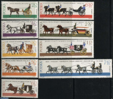 Poland 1965 Coaches 9v, Mint NH, Nature - Transport - Horses - Coaches - Unused Stamps