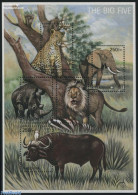 Tanzania 2002 Large Animals 5v M/s, Mint NH, Nature - Animals (others & Mixed) - Cat Family - Elephants - Rhinoceros - Tansania (1964-...)