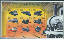 Bhutan 1999 Railways 9v M/s, Diesel Electric France, Mint NH, Transport - Railways - Treinen