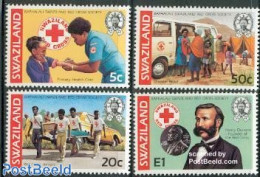Eswatini/Swaziland 1982 50 Years Red Cross 4v, Mint NH, Health - History - Transport - Red Cross - Automobiles - Croix-Rouge