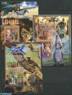 Guinea, Republic 2008 Panthers, Tigers, Lions 3 S/s, Mint NH, Nature - Various - Cat Family - Lions Club - Rotary, Club Leones