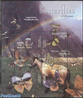 Bhutan 2003 Butterflies 6v M/s, Mint NH, Nature - Butterflies - Horses - Bhoutan