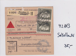 GG: Paketkarte Selbstbucher Im Vordruck, Selten Von Warschau Nach Skarzysko - Besetzungen 1938-45