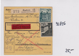 GG: Paketkarte, Eilboten Von Radom - Bezetting 1938-45