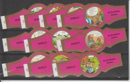 Reeks 1732  Asterix    1-10      ,10   Stuks Compleet      , Sigarenbanden Vitolas , Etiquette - Sigarenbandjes