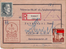 GG: Nachnahme Und Einschreiben Krakau 1 Auf Briefausschnitt Nach Kolomyja - Besetzungen 1938-45