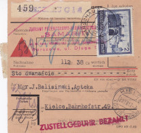 GG: Inland Paketkarte Nachnahme, Lagergebühr Von Warschau Nach Kielce - Besetzungen 1938-45