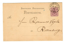 Ganzsache Haigerloch 1878 Nach Rottenburg - Briefe U. Dokumente