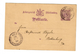 Ganzsache 1886 Von Stuttgart Nach Rottenburg/N - Cartas & Documentos