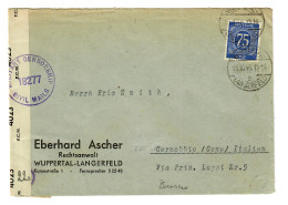 Brief Von Wuppertal-Langerfeld Nach Gernobbio/Como/Italien 1946, Zensur - Briefe U. Dokumente