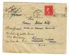 Luftpost Ulm-Wisconsin/USA 1928, Dort Nachsendung Milwaukee, PERFIN Madison - Gebruikt