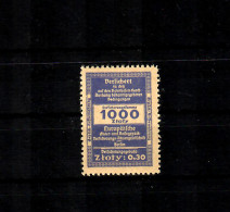 GG: Reisegepäck-Versicherungmarke Mit Eindruck 1000 Zloty, **, Postfrisch - Ocupación 1938 – 45