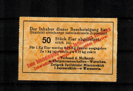 GG: Bescheinigung über Ablieferung Von 50 Eiern, Prämienbescheinigung Für Zucker - Occupazione 1938 – 45