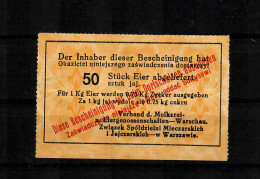 GG: Bescheinigung über Ablieferung Von 50 Eiern, Prämienbescheinigung Für Zucker - Besetzungen 1938-45