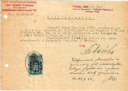 GG: Bescheinigung über Mitgliedschaft 1942, Gebührenmarke Krakau - Ocupación 1938 – 45